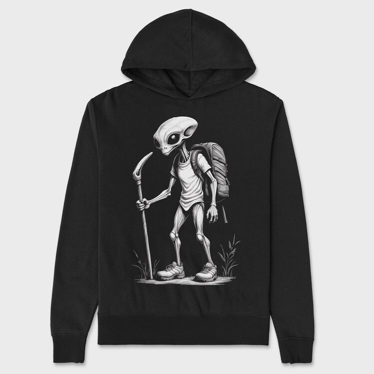 Alien Hiking Monochrome, Unisex Men's Hoodie