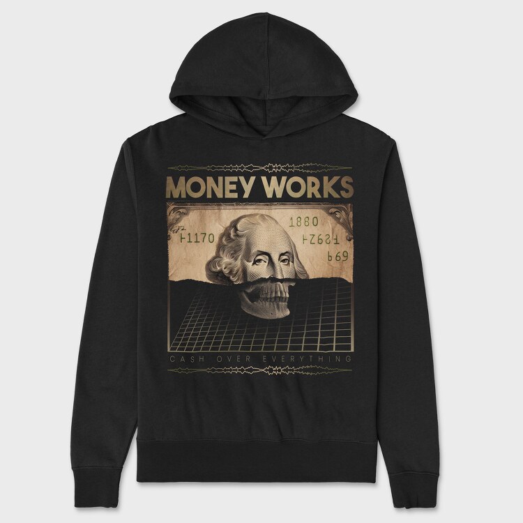 Money Works Bill Skull, Unisex Men's Hoodie