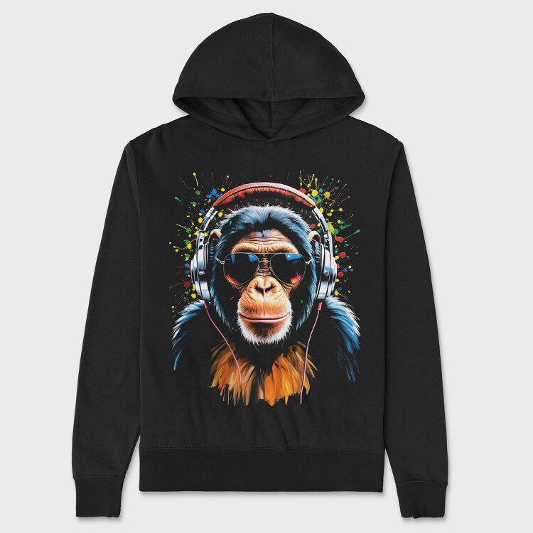 Monkey Dj, Unisex Men's Hoodie