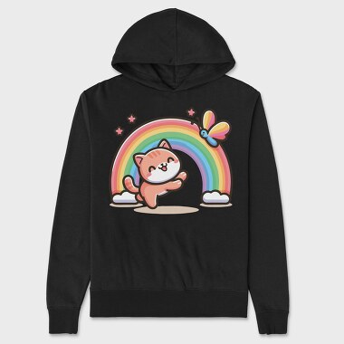 Cat Rainbow Cartoon, Unisex Men's Hoodie