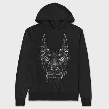 Monochrome Doberman, Unisex Men's Hoodie