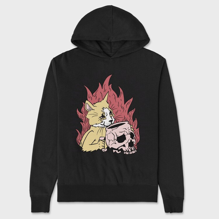 Cat Skull Mug, Unisex Men's Hoodie