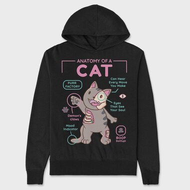 Anatomy of a Cat, Unisex Men's Hoodie