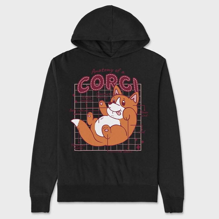 Anatomy of a Corgi, Unisex Men's Hoodie