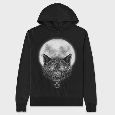 Angry Wolf Moon, Unisex Men's Hoodie