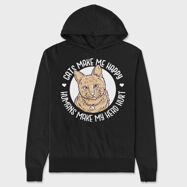 Cats Make Me Happy, Unisex Men's Hoodie
