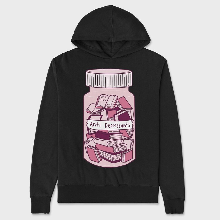 Anti Depressants Books, Unisex Men's Hoodie