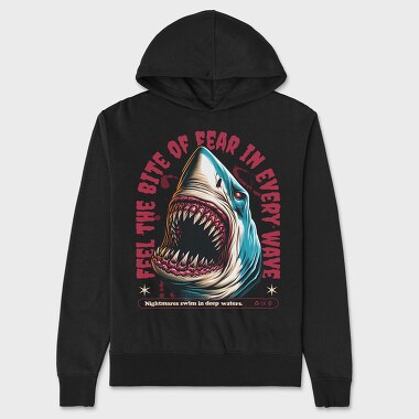 Feel the Bite of Fear in Every Wave, Unisex Men's Hoodie