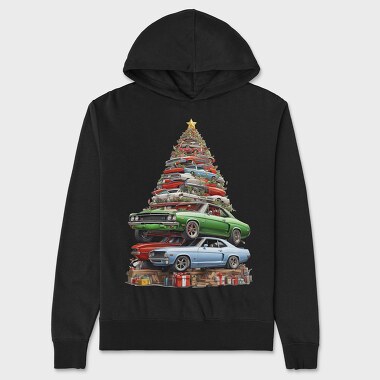 Christmas Tree Muscle Madness Cars, Unisex Men's Hoodie
