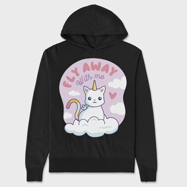 Fly Away With Me Unicorn Cat, Unisex Men's Hoodie
