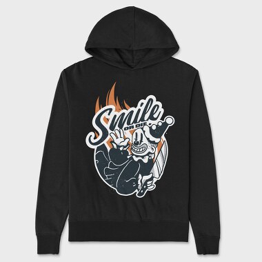 Clown Smile or Die, Unisex Men's Hoodie