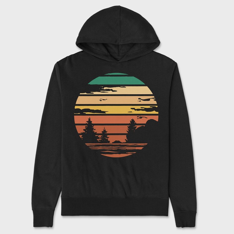Forest Retro Sunset, Унисекс Мъжко Суичър