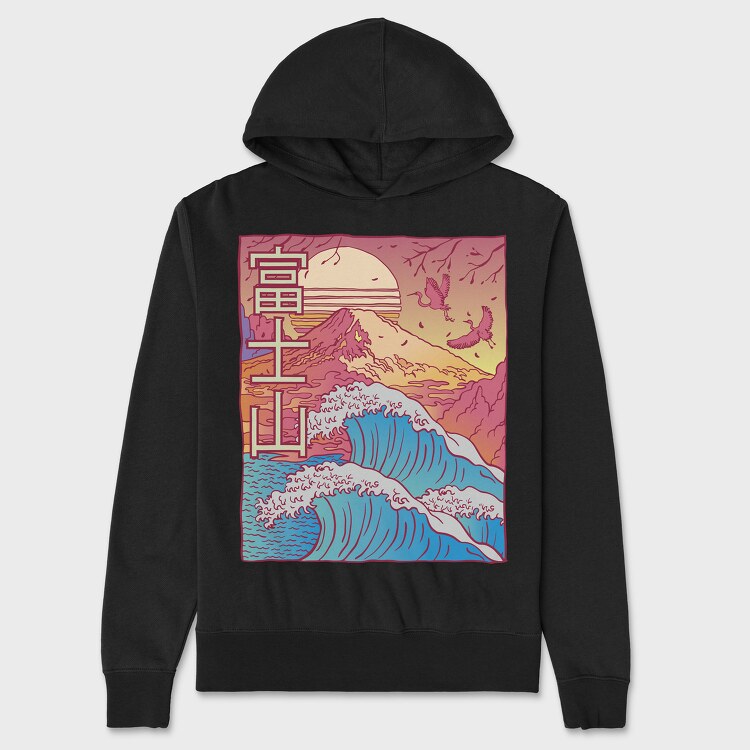 Japanese Vaporwave Big Wave, Унисекс Мъжко Суичър