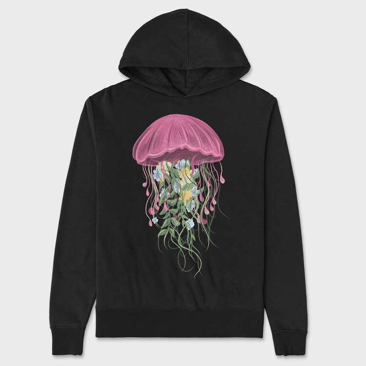 Jellyfish and Flowers, Unisex Men's Hoodie