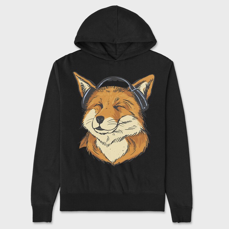 Fox Music Airphones, Unisex Men's Hoodie