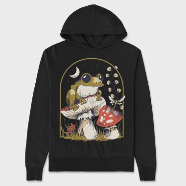 Frog and Mushrooms Vintage Draw, Unisex Men's Hoodie