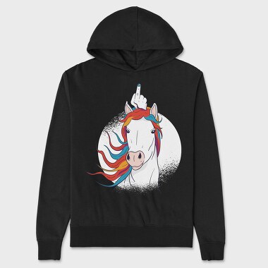 Unicorn Middle Finger Horn, Unisex Men's Hoodie