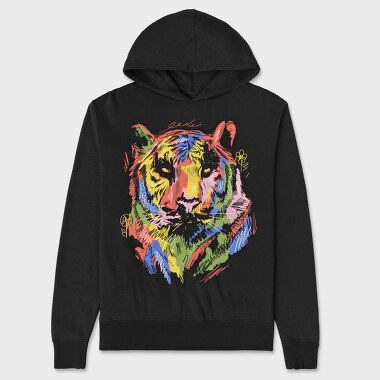 Unisex Men's Hoodie, Colorful Tiger