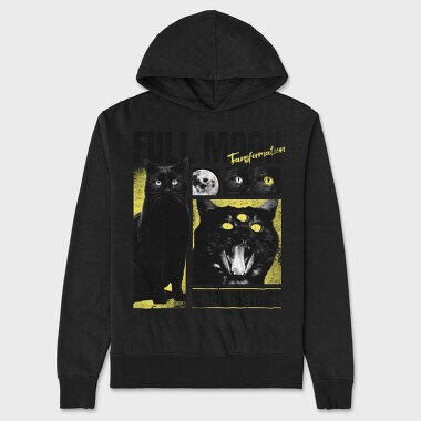 Full Moon Cat, Unisex Men's Hoodie