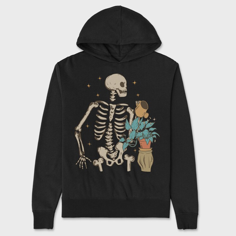 Skeleton Watering the Plant, Unisex Men's Hoodie