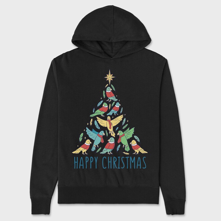 Birds Christmas Tree, Unisex Men's Hoodie