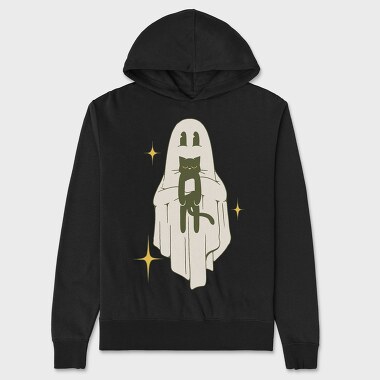 Ghost With Cat, Unisex Men's Hoodie