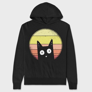 Vintage Sunset Cat, Unisex Men's Hoodie