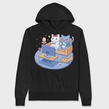 Unisex Men's Hoodie, Cute Cats Video Games Anime