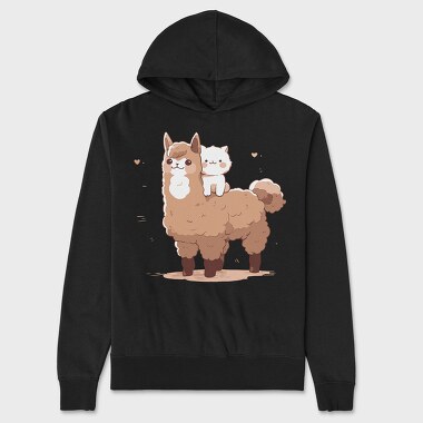 Cute Lama and Cat, Unisex Men's Hoodie