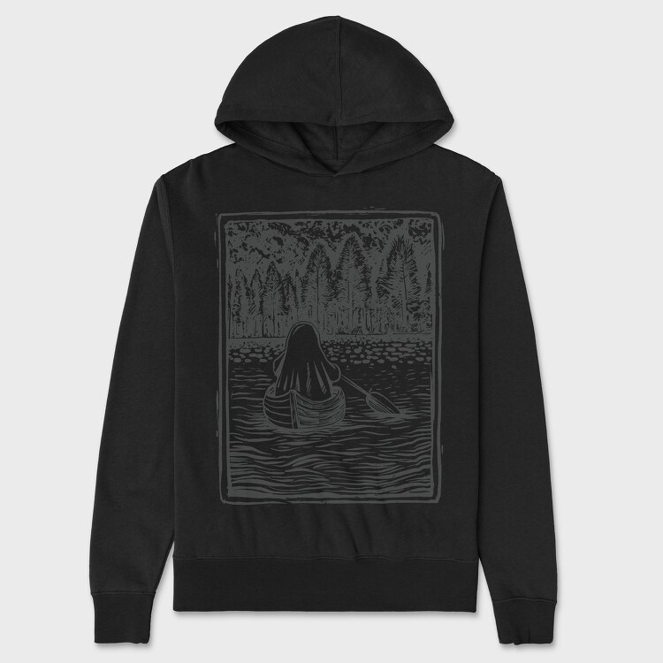 Lino Art Ghost Boat, Unisex Men's Hoodie