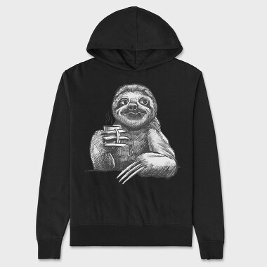 Sloth Sketch Coffee, Unisex Men's Hoodie