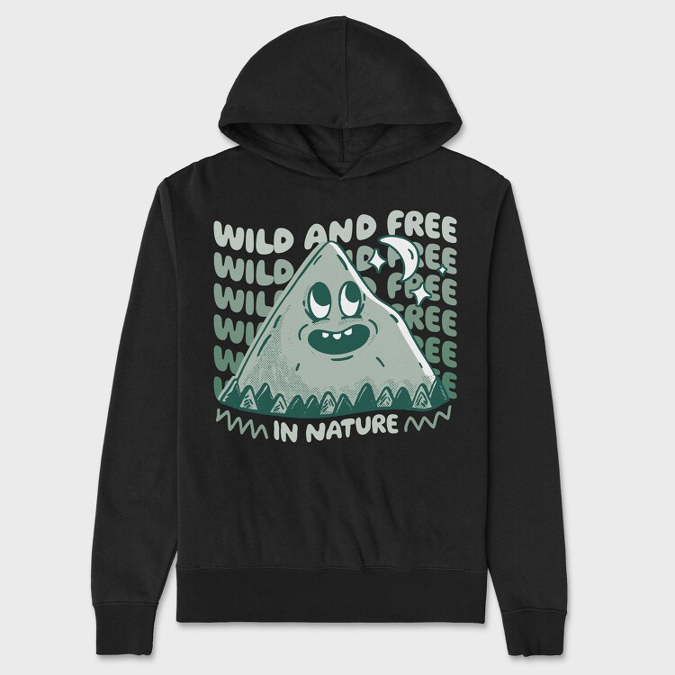 Wild and Free Mountain Cartoon, Unisex Men's Hoodie