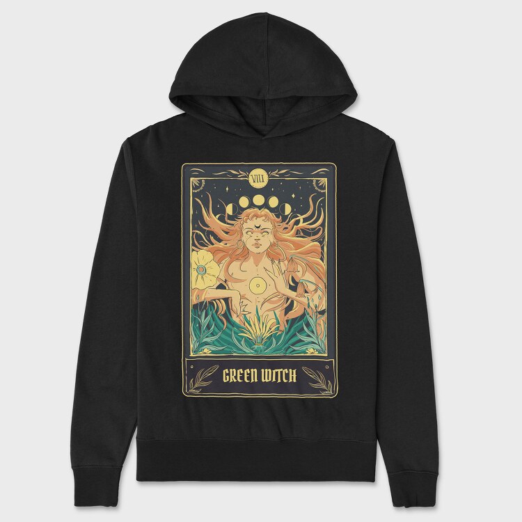 Green Witch Tarot Card, Унисекс Мъжко Суичър