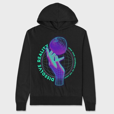 Wireframe Dissolve Reality Hand, Unisex Men's Hoodie