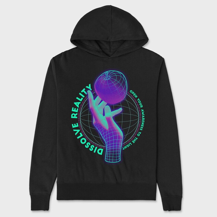 Wireframe Dissolve Reality Hand, Unisex Men's Hoodie