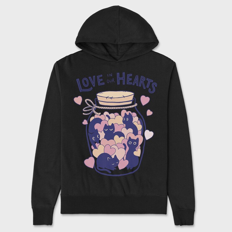 Love in Our Hearts Cats Jar, Унисекс Мъжко Суичър