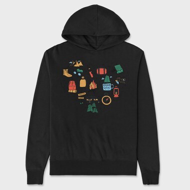 Camping Elements Heart, Unisex Men's Hoodie