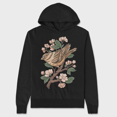 Sparrow Cherry Blossom, Unisex Men's Hoodie