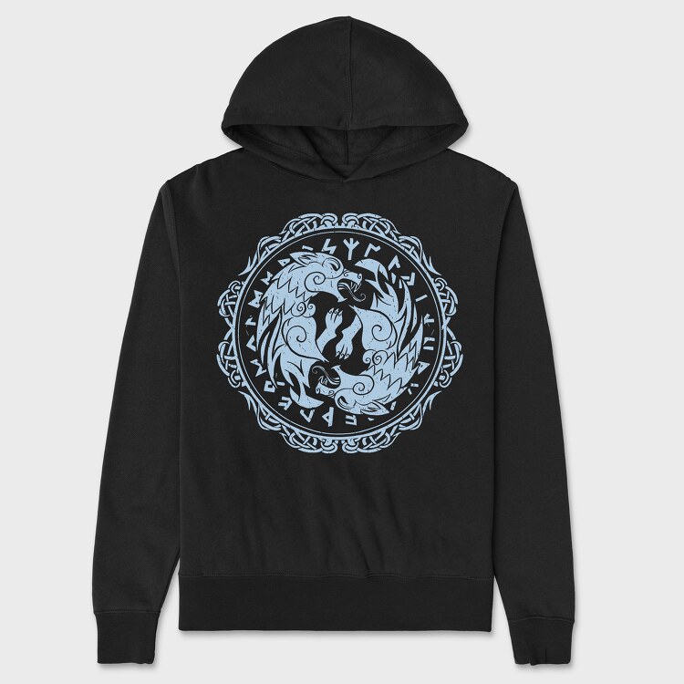 Wolf Viking Runes, Unisex Men's Hoodie