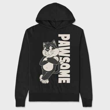 Cartoon Cat Pawsome, Unisex Men's Hoodie
