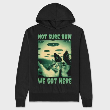 Dog and Cat Ufo, Unisex Men's Hoodie