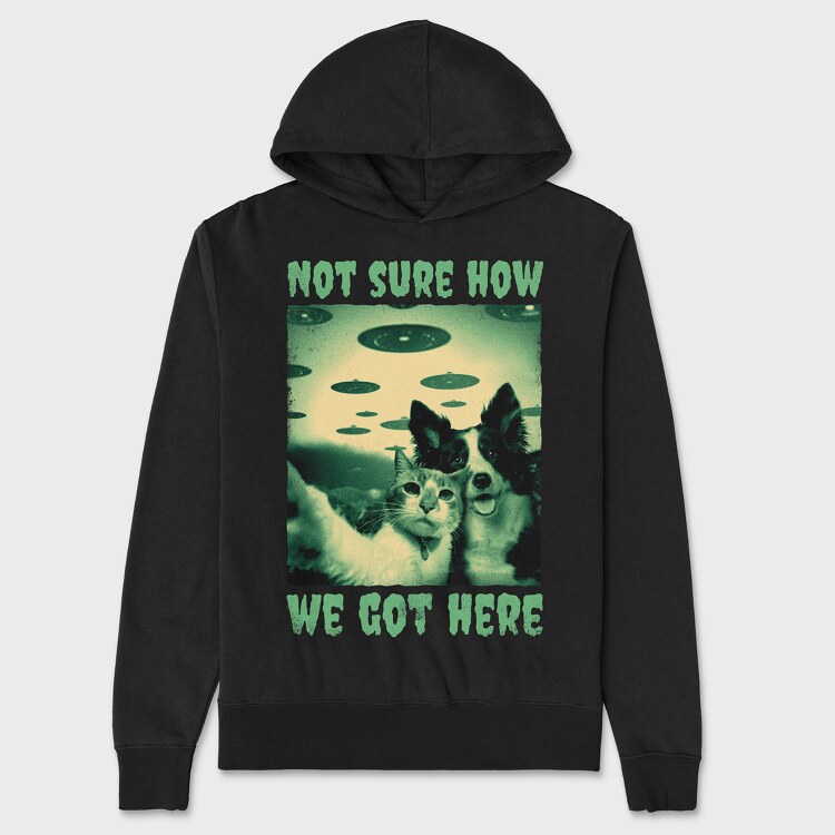 Dog and Cat Ufo, Unisex Men's Hoodie