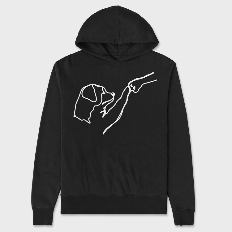 Dog and Man Lineart, Unisex Men's Hoodie