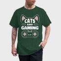 Cat Biting Shark, Unisex Men's T-Shirt