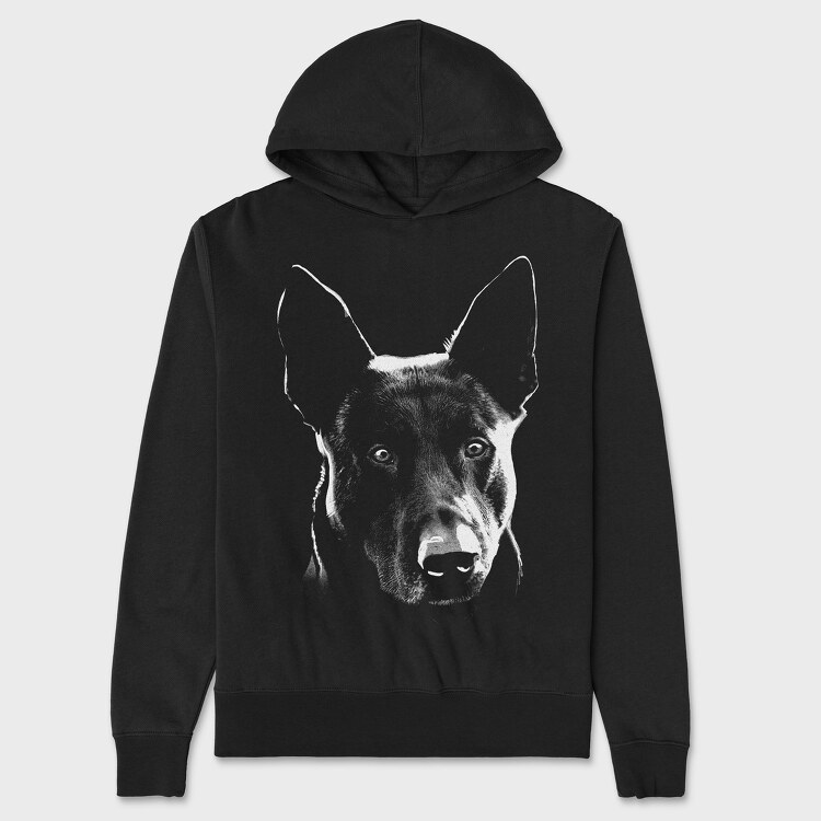 Dog Hollandse Herdershond Monochrome, Unisex Men's Hoodie