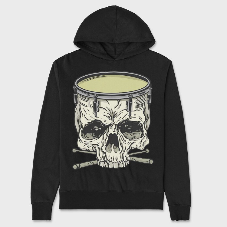 Skull drum, Unisex Men's Hoodie