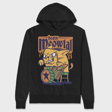 Cat Drummer 2, Unisex Men's Hoodie