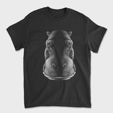 Monochrome Hippo Head, Unisex Men's T-Shirt