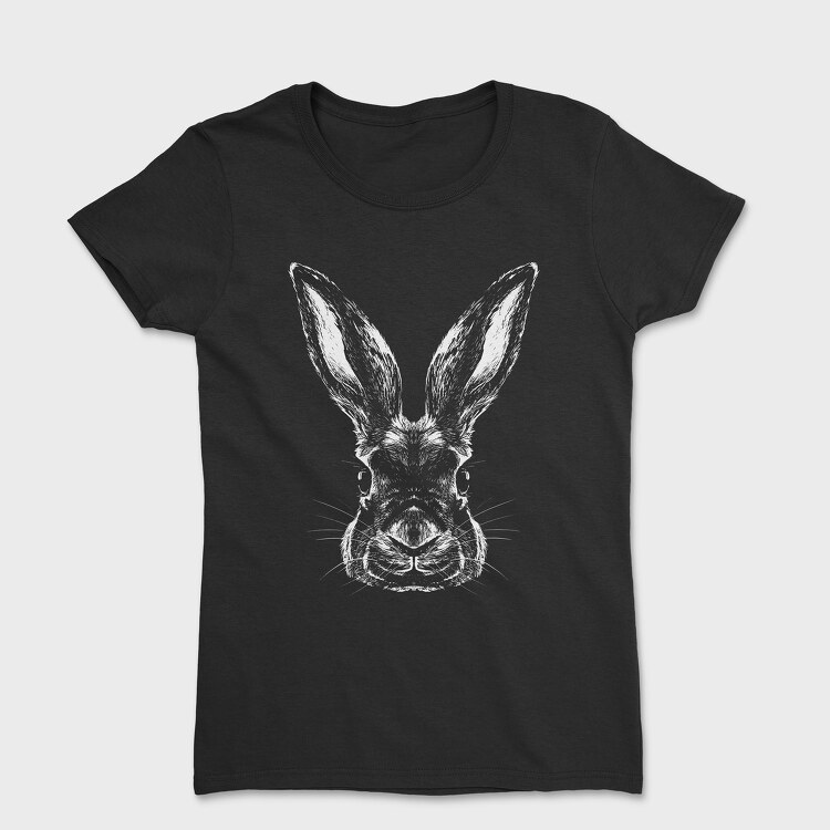Monochrome Portrait Rabbit, Women's T-Shirt