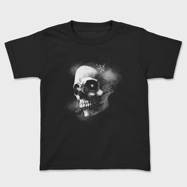 Monochrome Skull Nebula, Kids' T-Shirt